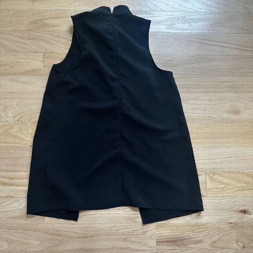 Missguided Size 8 Sleek Black Top 1 open front, zipper back‎ - Image 2