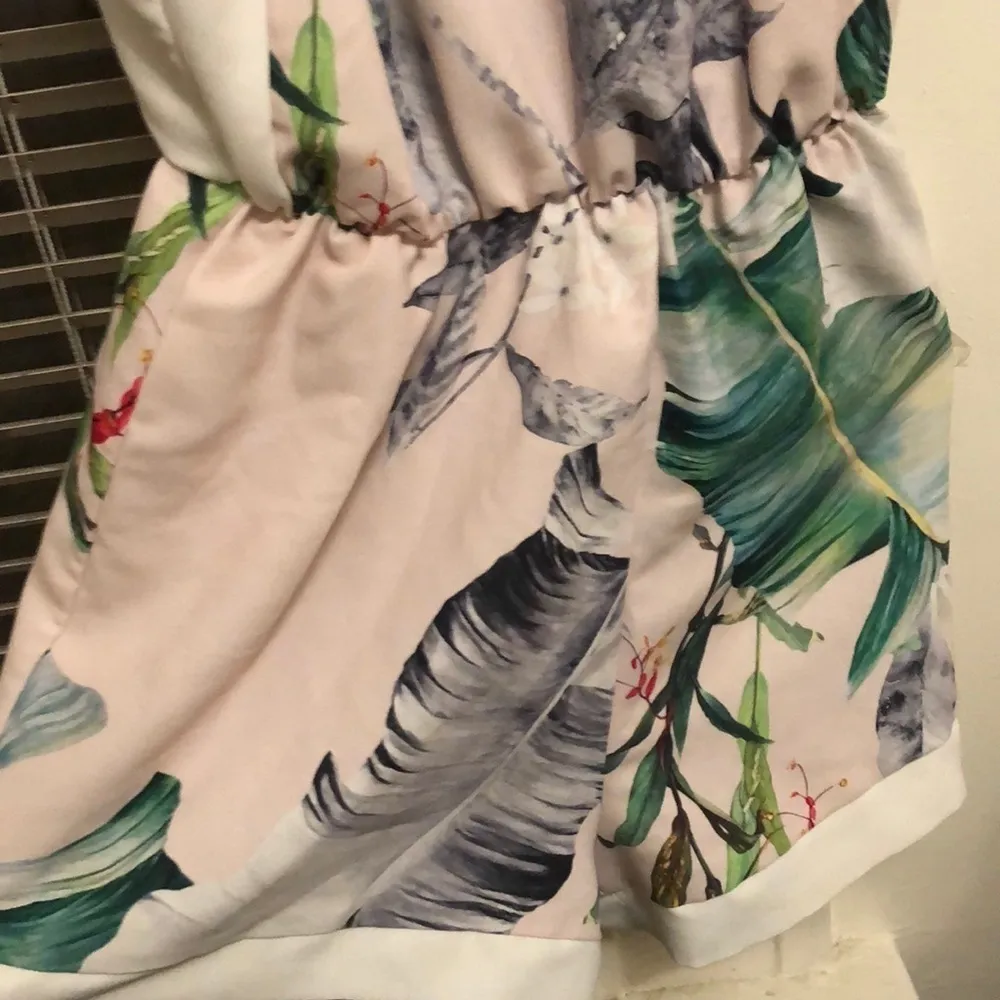 Oh my love london pink green white tropical spring summer strappy romper M - Image 3