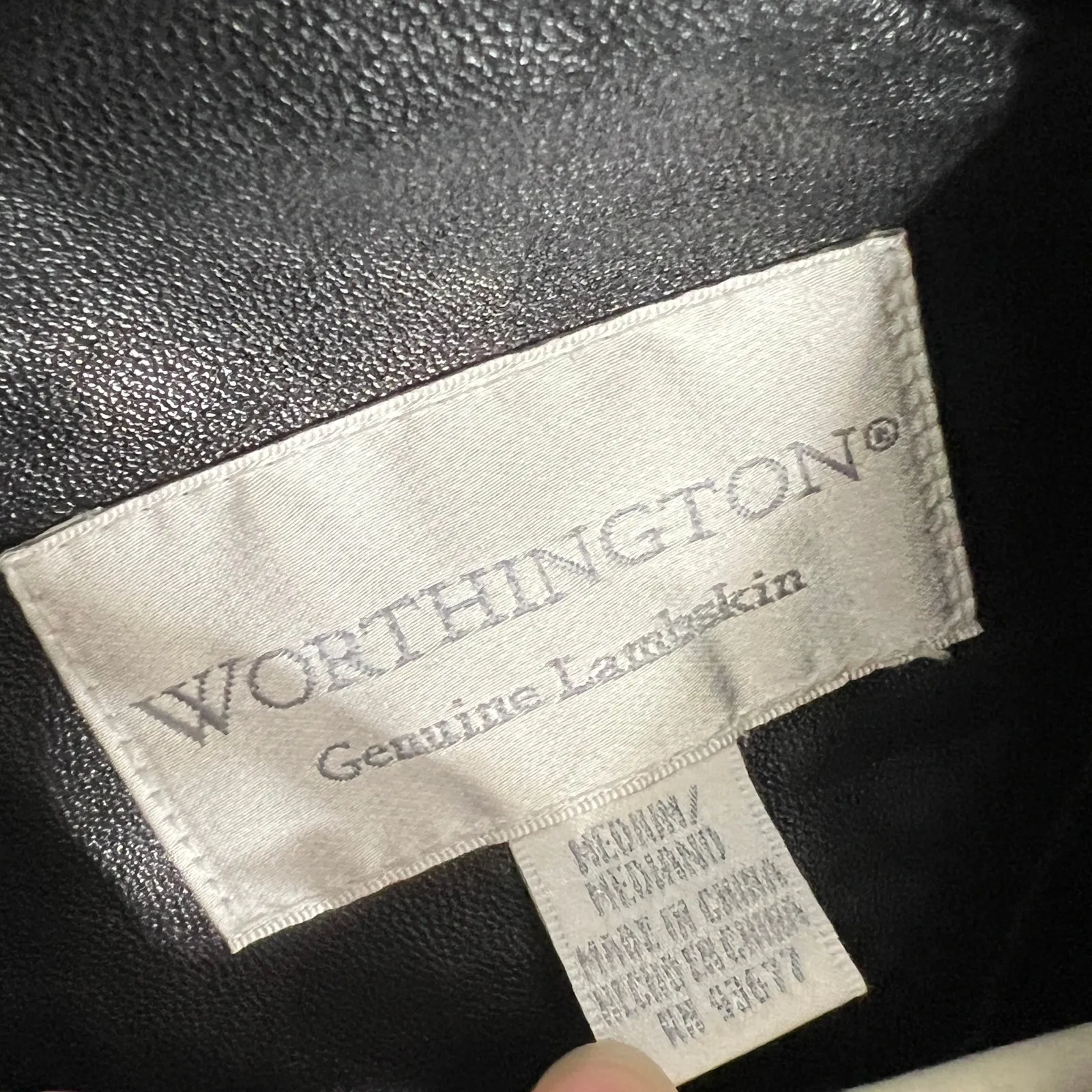 Worthington Genuine Lambskin Leather Jacket Black Size Medium - Image 3