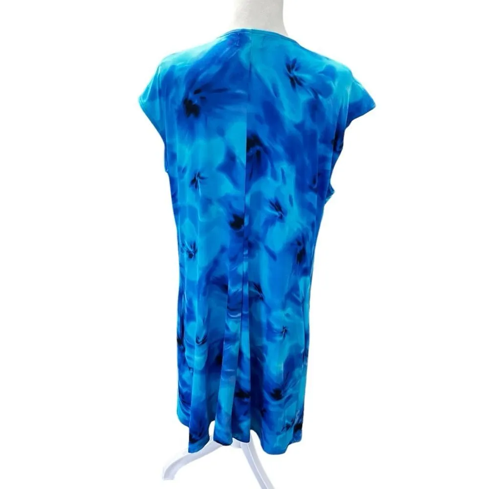 MiracleSuit Ocean Dream Blue Swim dress Coverup Attached Waist Tie Large - Image 4