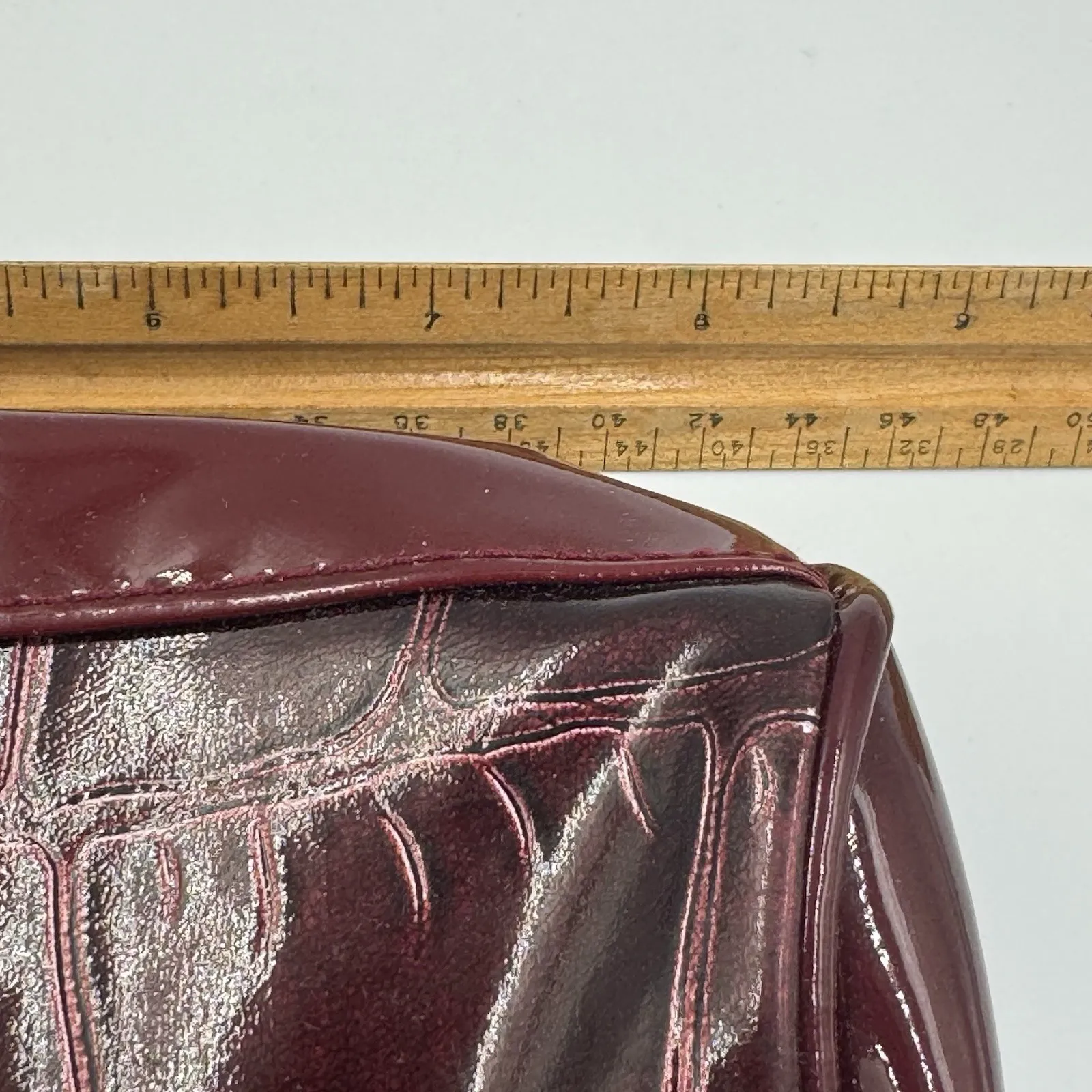 Lancome Red Burgundy Croc Cosmetic Make Up Travel Bag Case Crocodile - Image 6