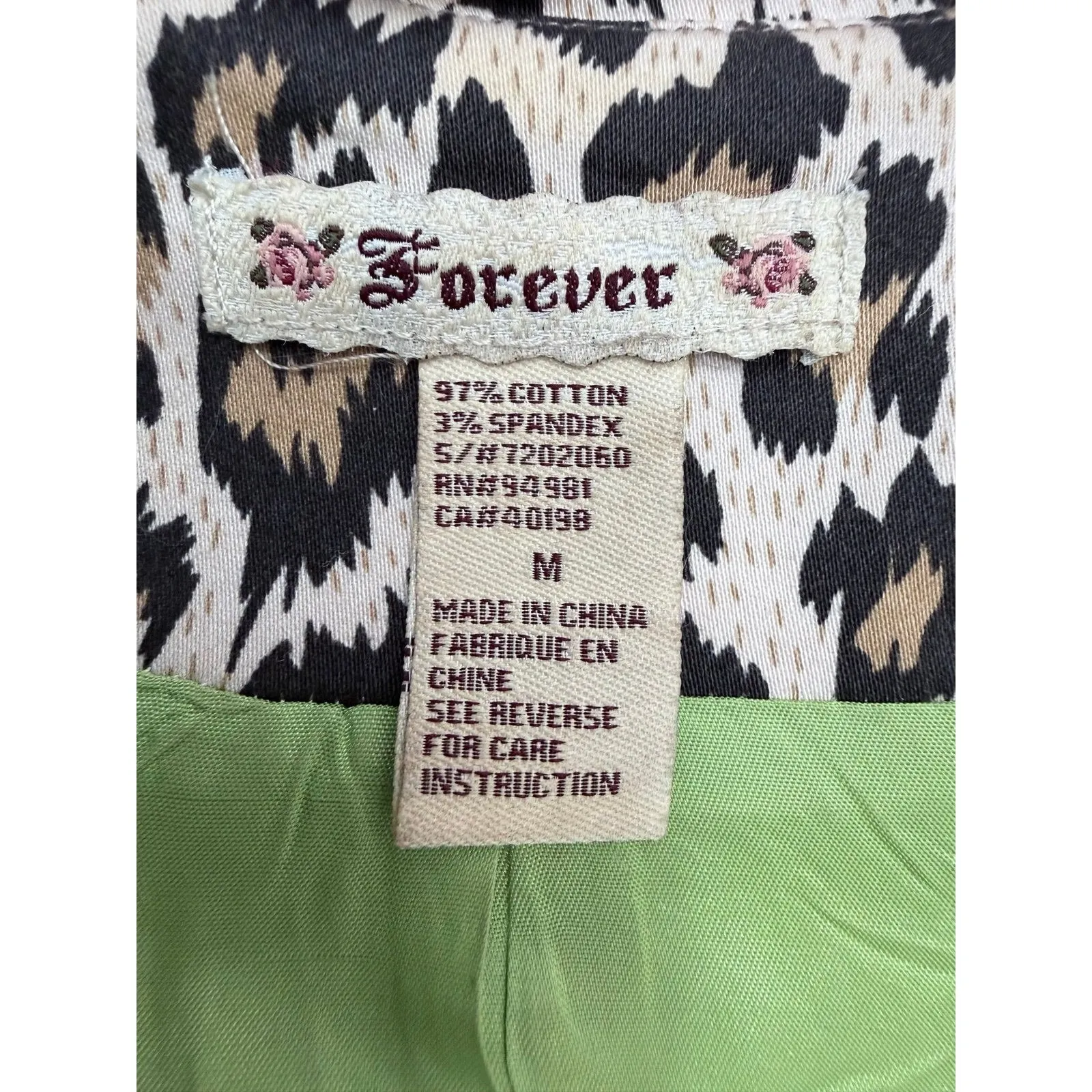 Leopard Print Button Front Lightweight Jacket 3/4 Sleeve Lined Coat – Size M Brown Size M - Image 3