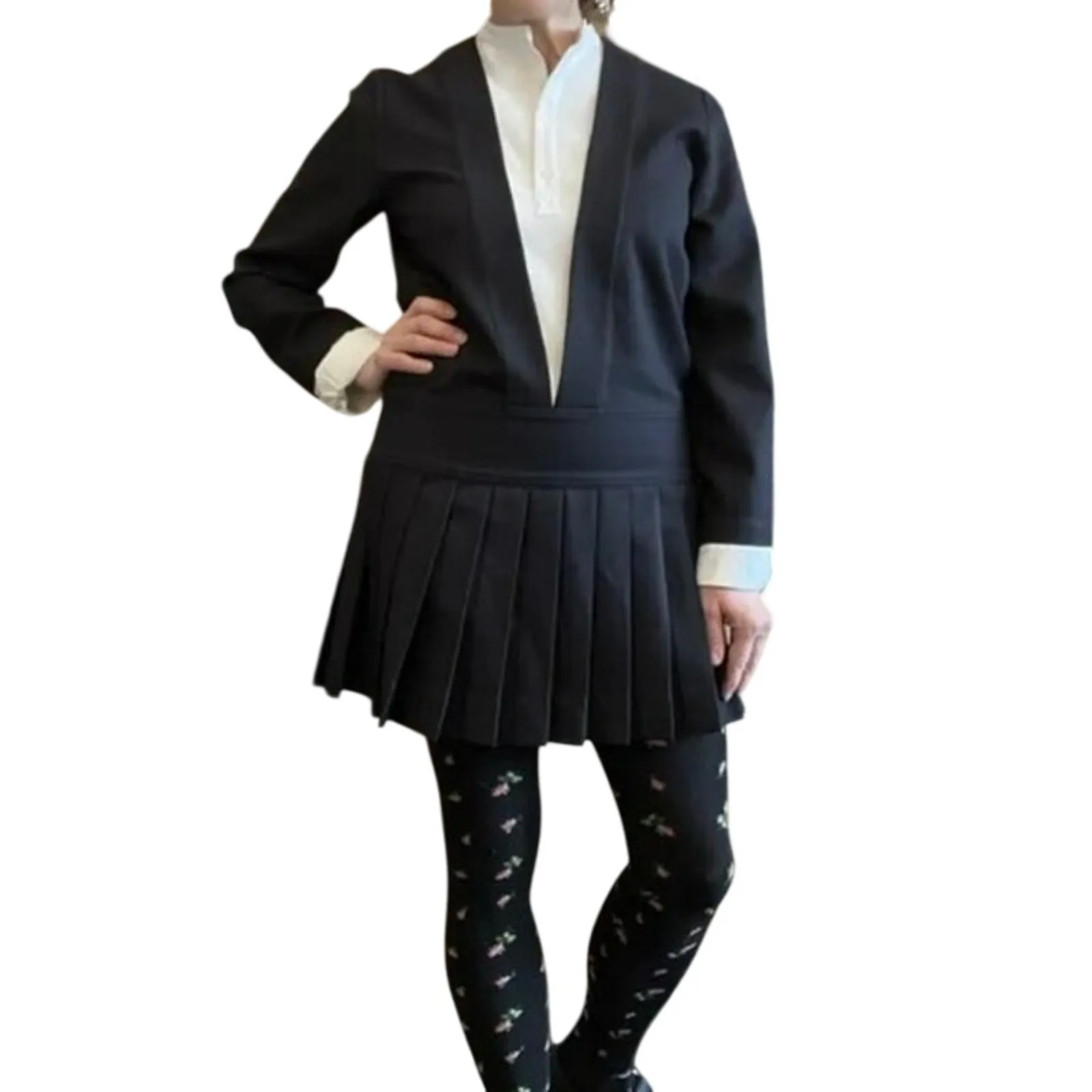 PLAN C Wednesday Short Dress with Pleating, Size 10 / French 44, MSRP $1,370 Black - Image 7