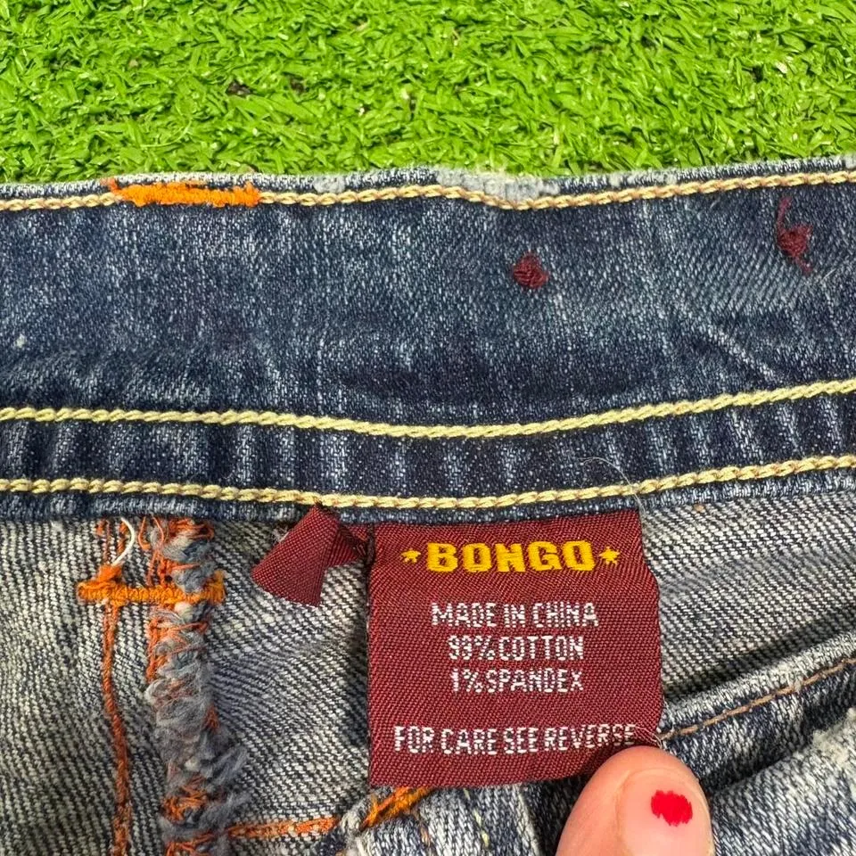 Vintage Y2K Bongo Womens Sz 9 Mid Rise Flare Distressed Blue Denim Jeans Buttons - Image 6