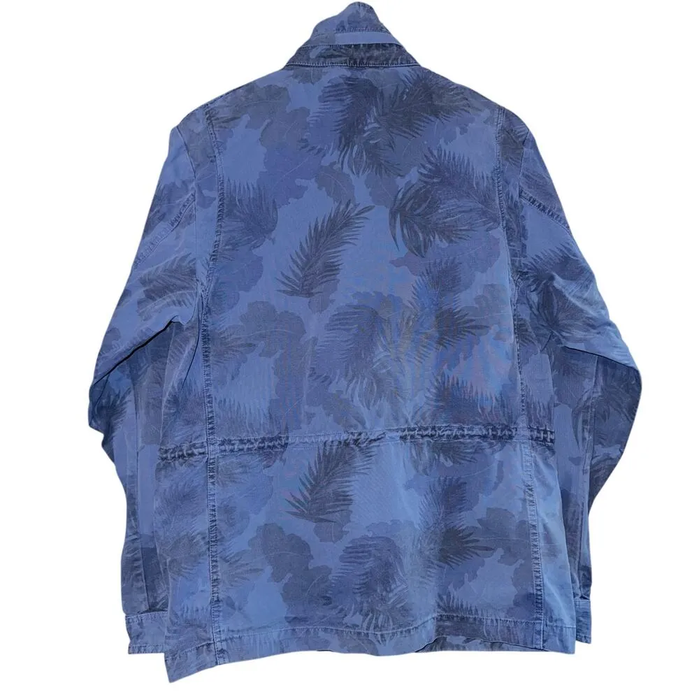 Scotch & Soda Womens LG Jacket Two Toned Blue Tropical Full Zip Quirky Palm Tree - Image 5