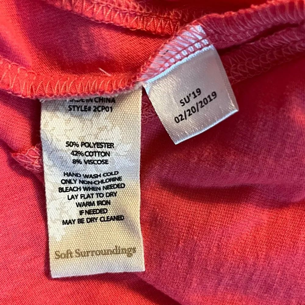 Soft Surroundings Daphne Dress Coral Pink A-Line 3/4 Sleeve V-Neck Sz XL EUC - Image 10