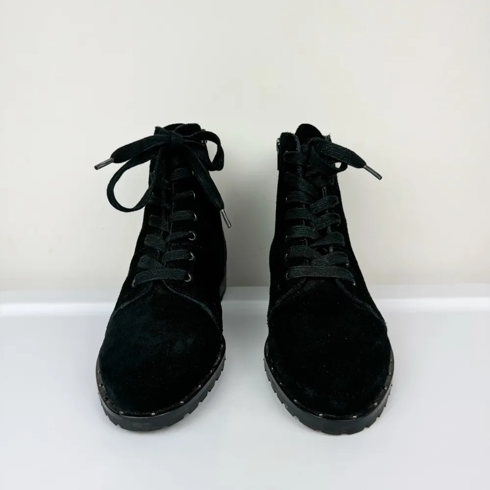 Soludos Riley Lace Up Combat Boots Sz 7 Black Suede Ankle Bootie - Image 6