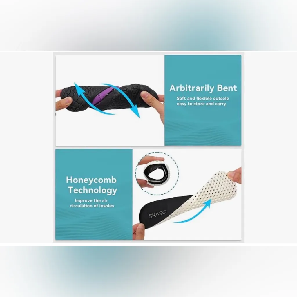 NEW Barefoot Water Shoes Wide Toe Box Lightweight Quick Dry Aqua Socks 7W/6M Purple Size 7 - Image 3