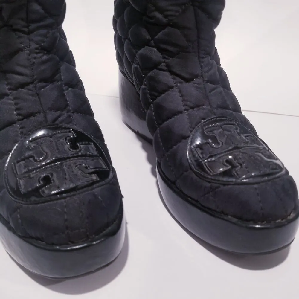 Tory Burch Gigi Black Quilted Tassels Boots - Image 10