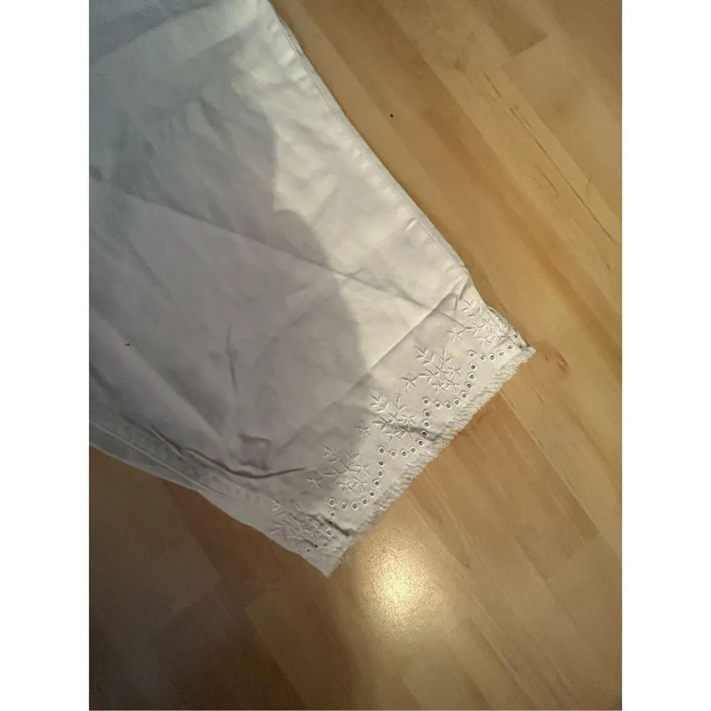 NEW CROPPED PANTS EYELET TRIM WHITE COTTON 4X Size undefined - Image 3