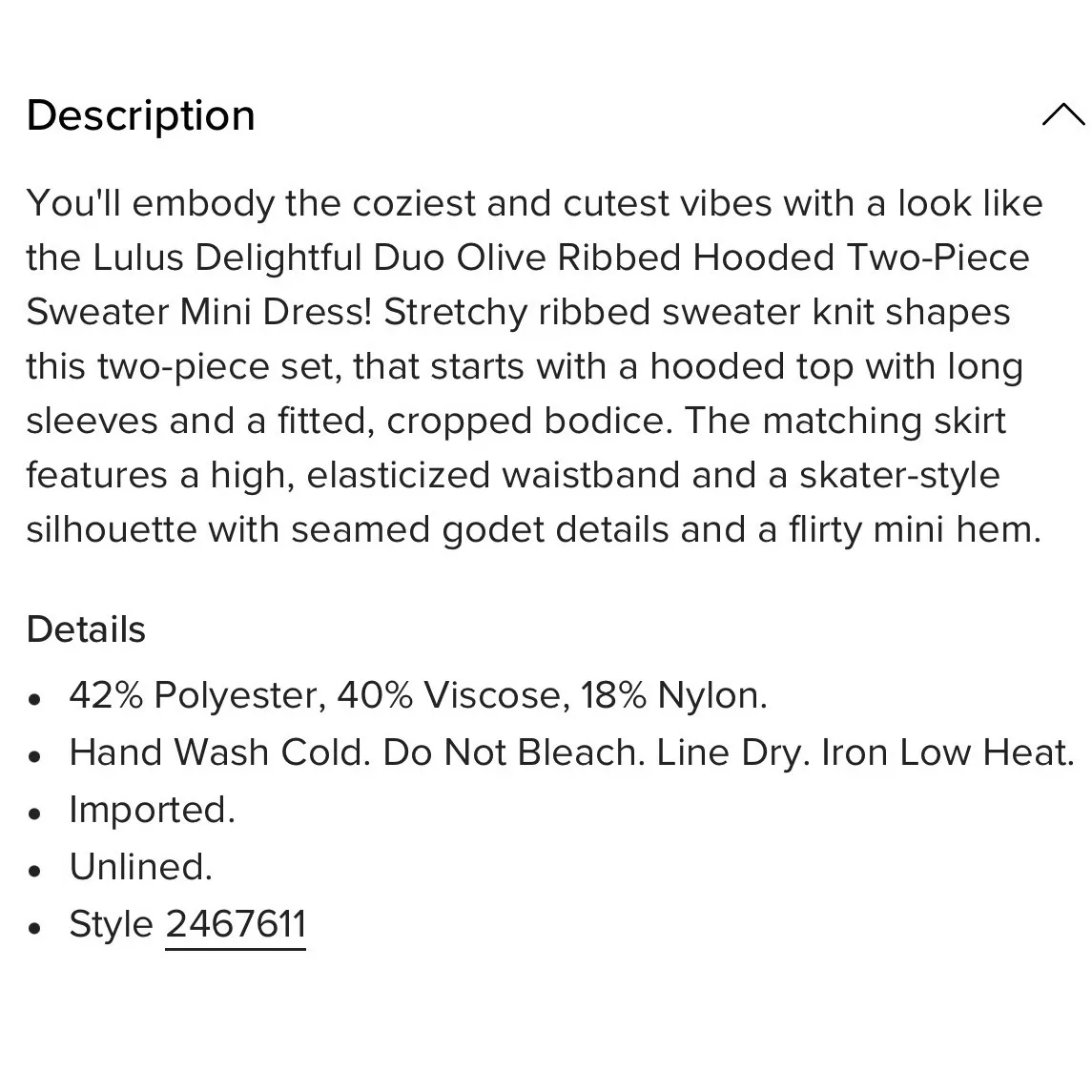 Lulus Olive Ribbed Knit Hooded Cropped Sweater Mini Skirt Set Two Piece size Med - Image 6