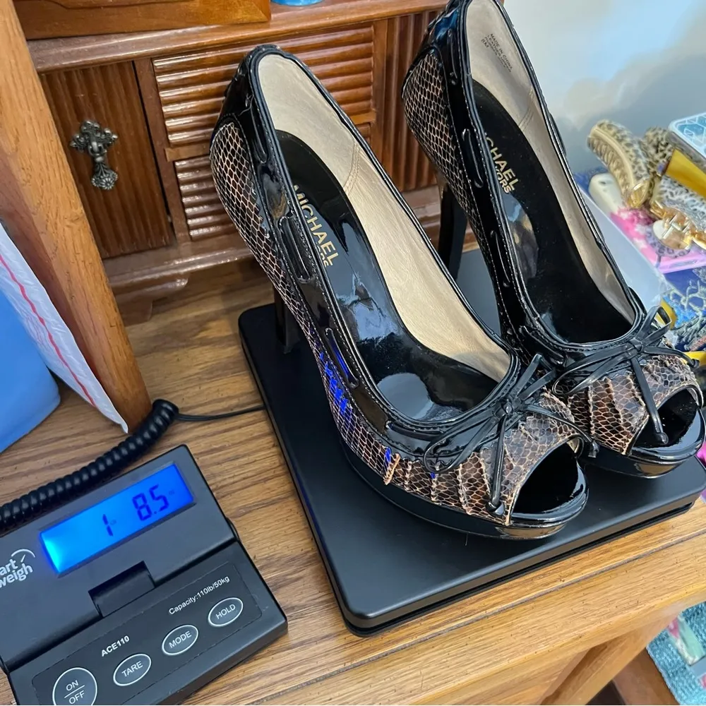 MICHAEL Michael Kors platform High heel shoes Reptile Print Patent Leather 8M - Image 15