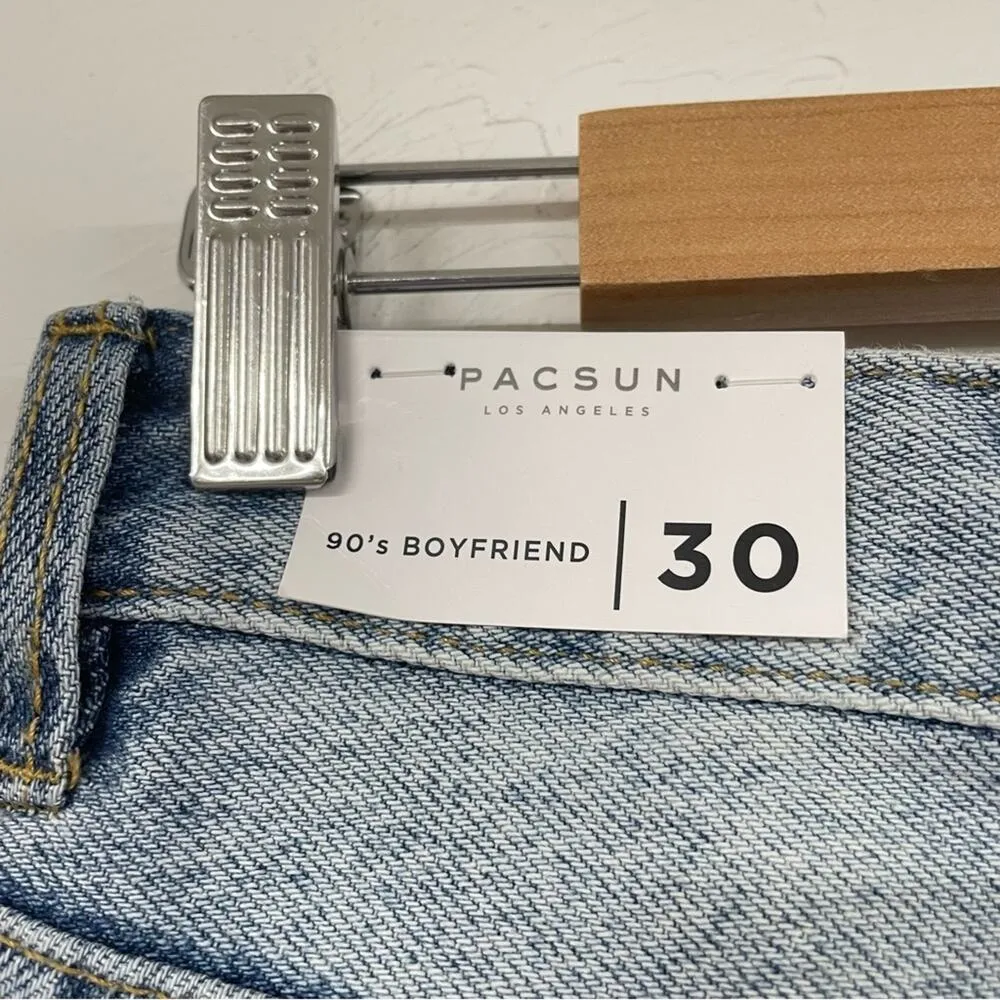 Pacsun Womens Boyfriend 90s Fit Wide Leg High Rise Jeans 30 Destroyed NWT - Image 7