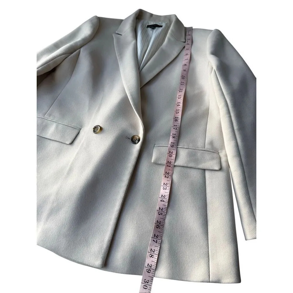 Ann Taylor Toasted Oat Twill Relaxed Long Double Breasted Blazer Size 14 - Image 12