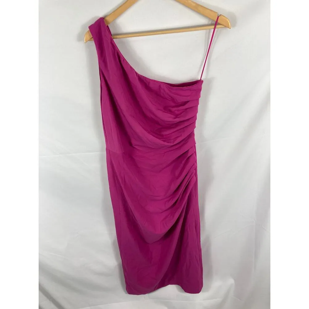 NWT Dress the Population Martine Stretch One Shoulder Dress Fuchsia Large - Image 2