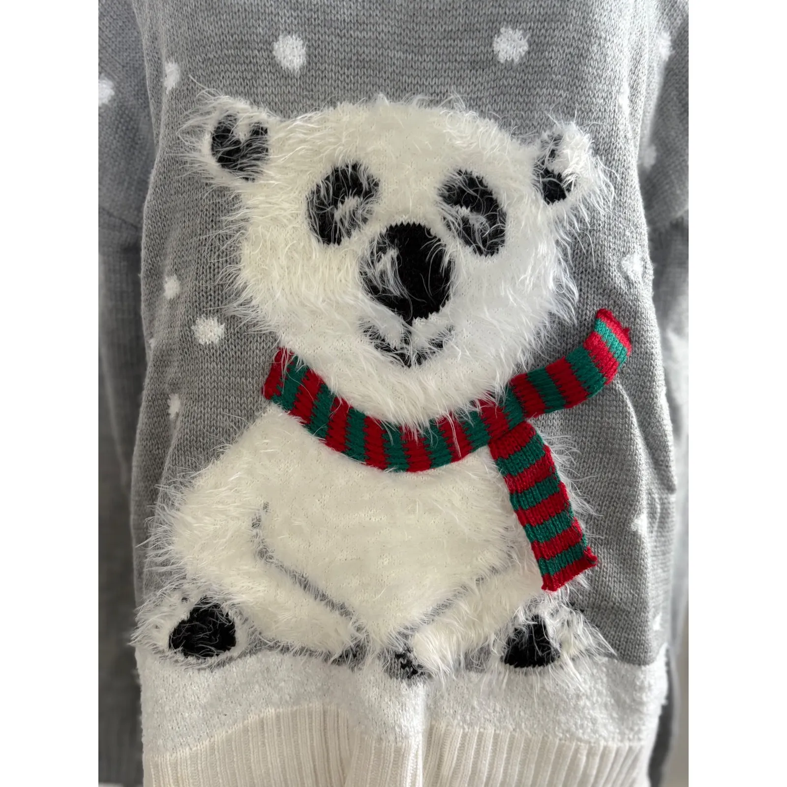 Holiday Time‎ Womens Gray Polar Bear Christmas Sweater M Festive Holiday Outfit - Image 2