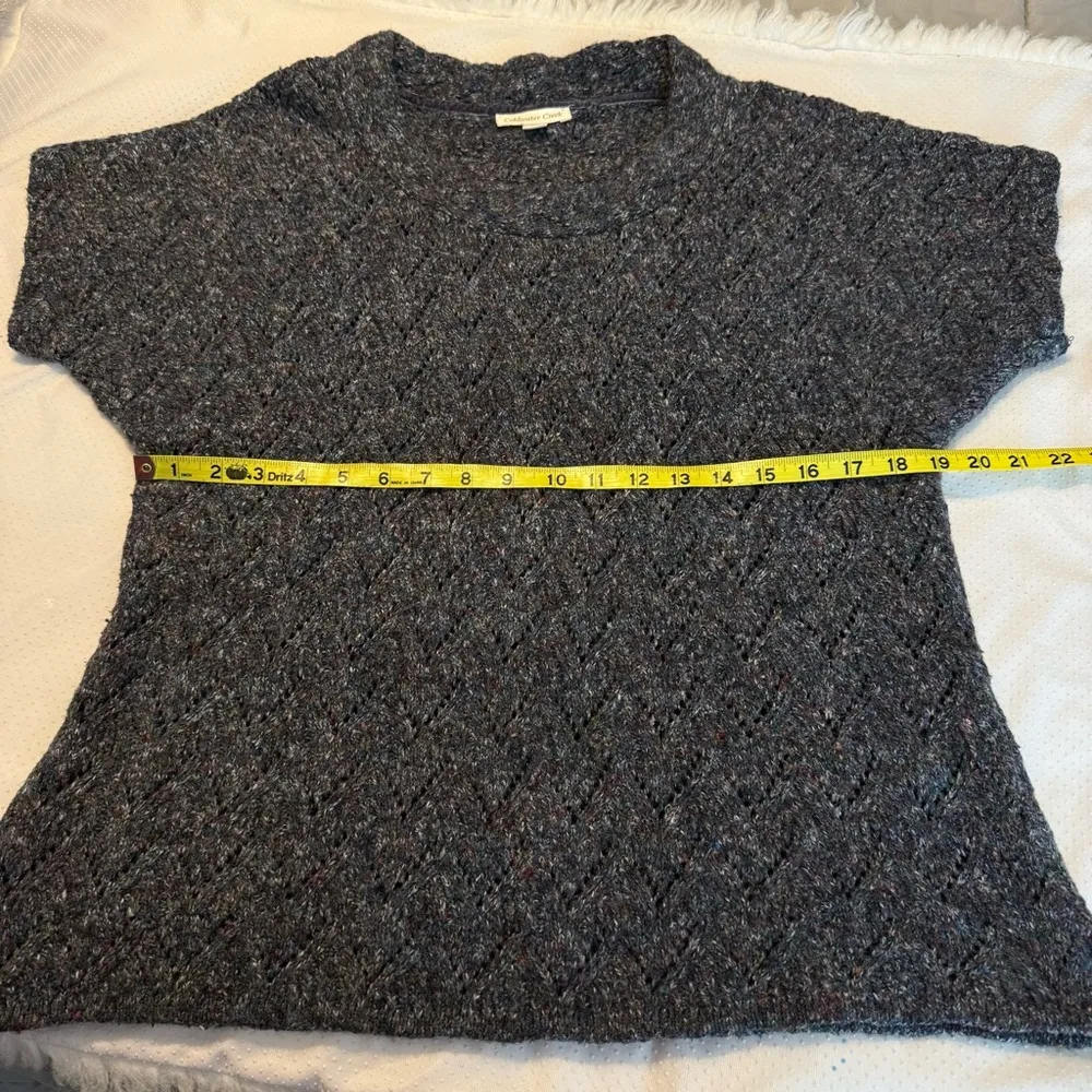 Coldwater Creek Pointelle Knit Gray Short Sleeve Sweater Multicolor Speckle LRG - Image 7