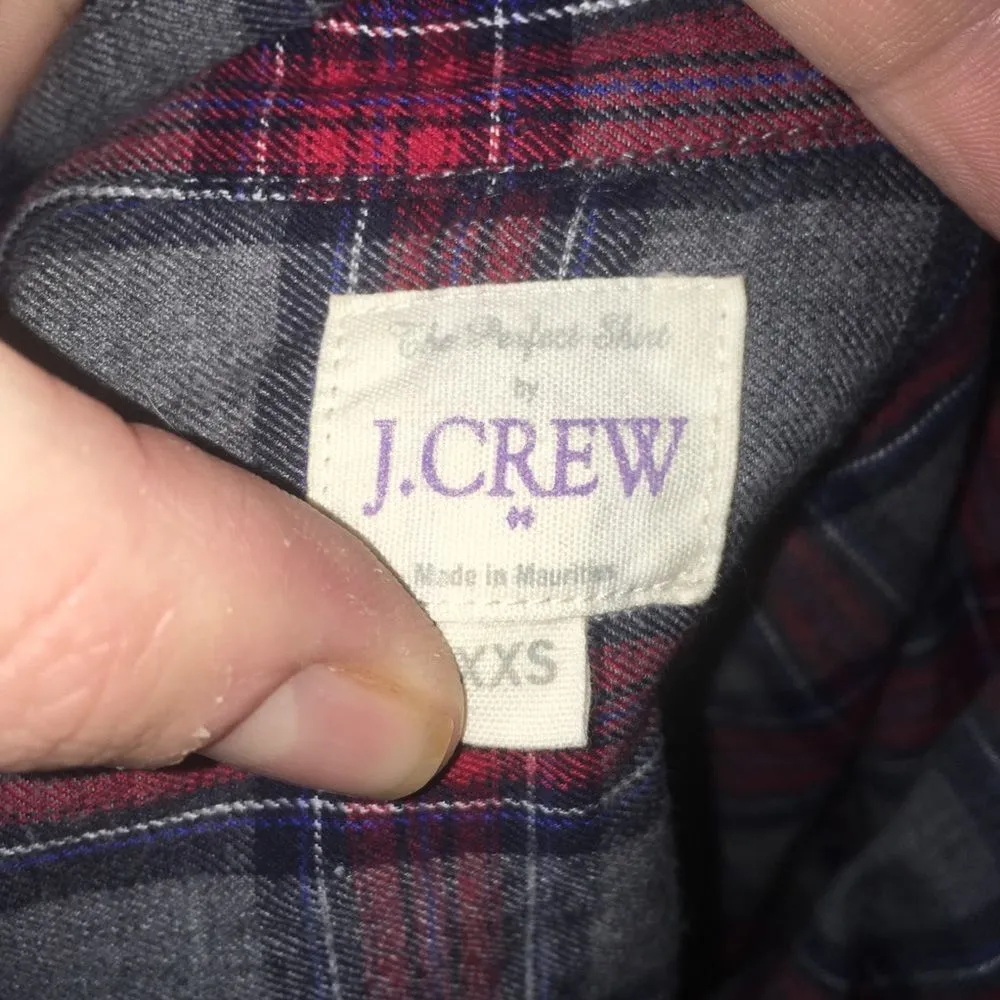 J Crew Factory flannel plaid button down shirt Red Size XXS - Image 3