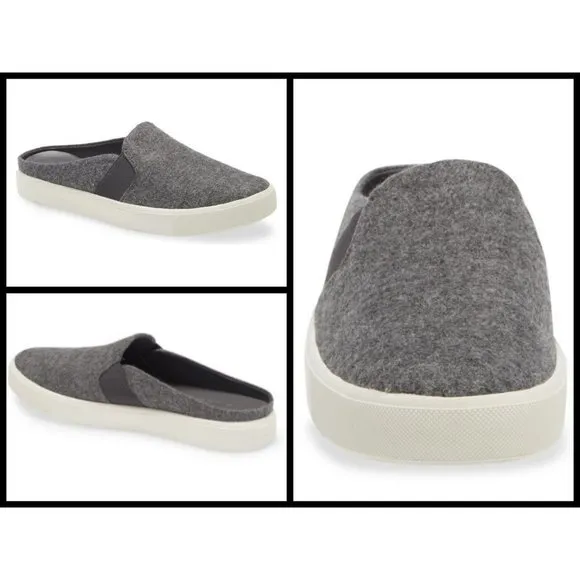 💕VINCE💕 Blair Sneaker Mule Backless Slip On ~ Heather Grey Mohair 8.5 NWOT - Image 2