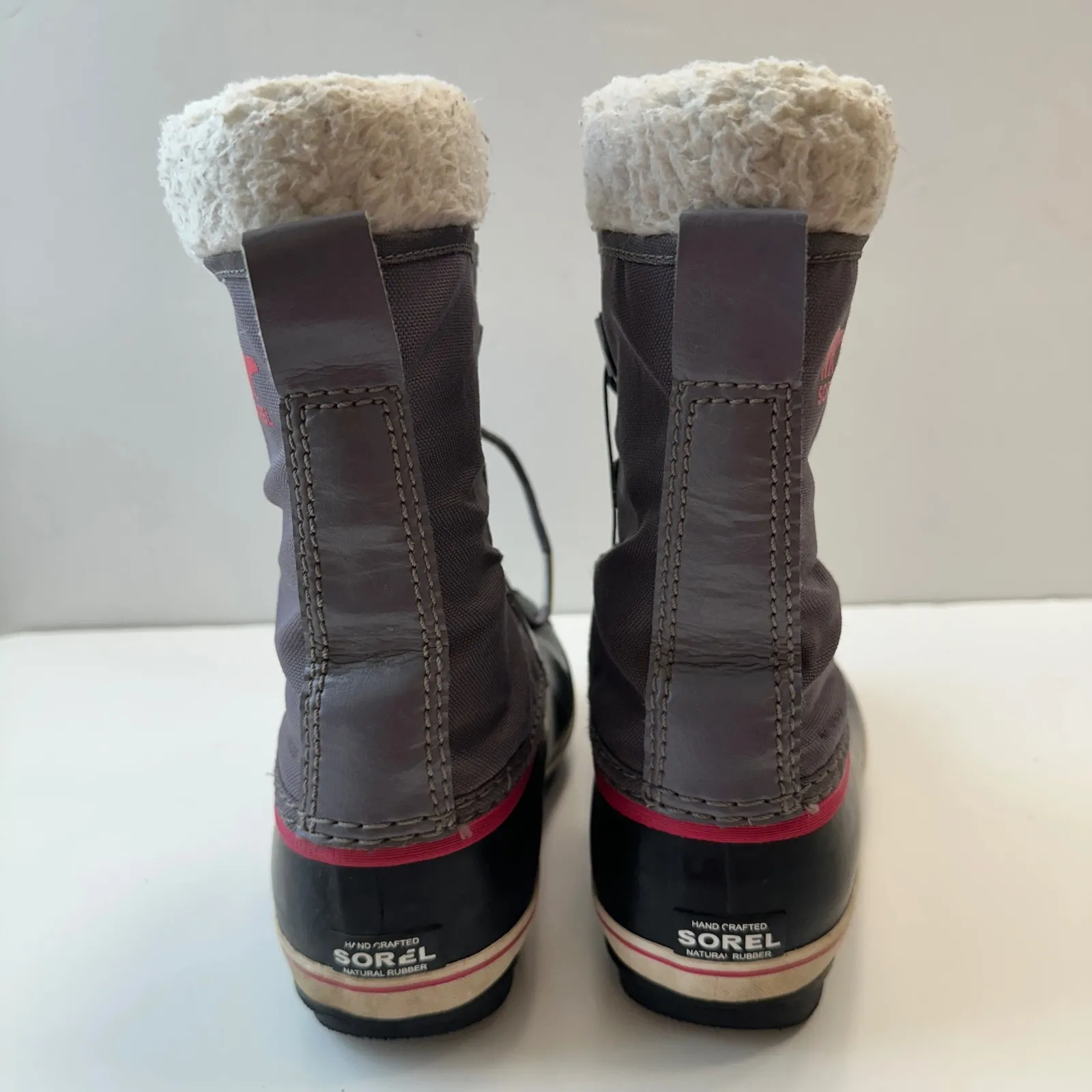 Sorel Waterproof Winter Snow Boots Faux Fur Trim Lace Up Gray Pink Women Size‎ 5 - Image 6