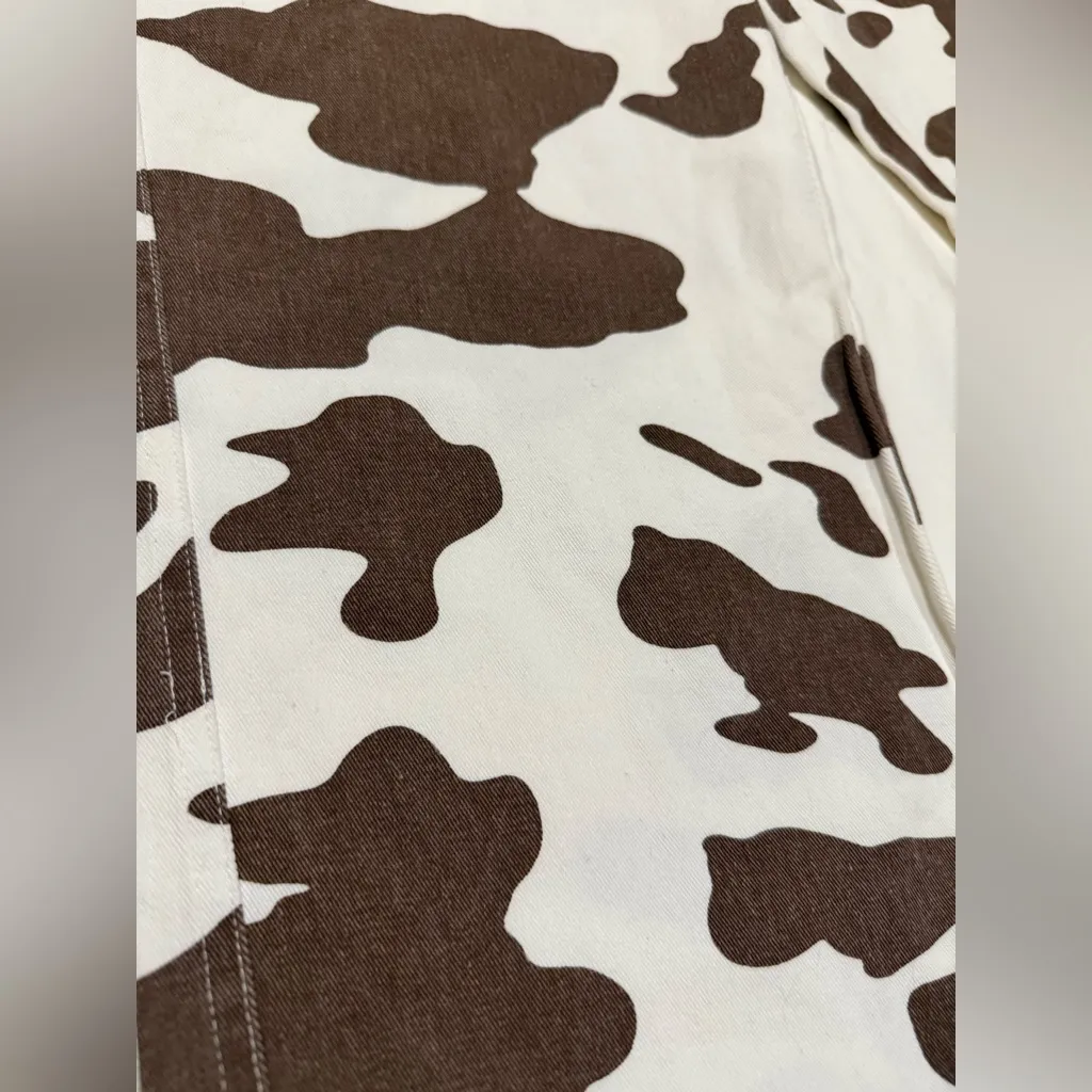 Princess Polly Be Wild Pants White and Brown Cow Print Size 2 - Image 7