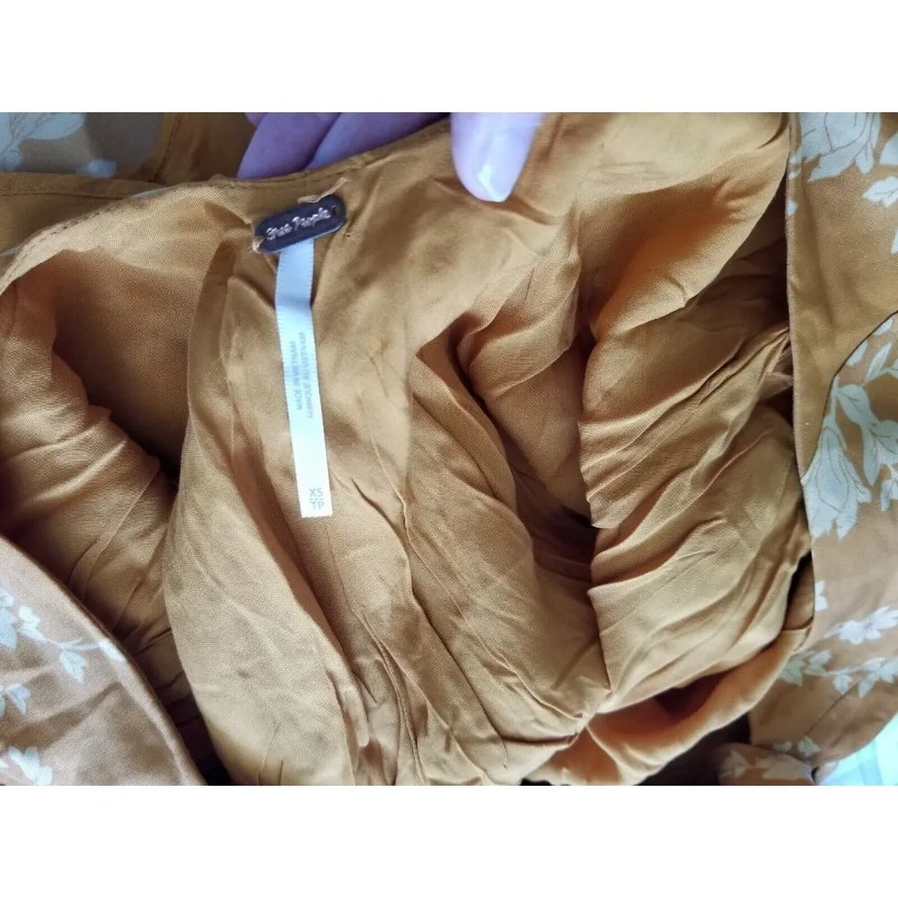 Free People Golden Draped High Neck Tie Cuff Balloon Sleeve Open Back Dress (XS) - Image 5