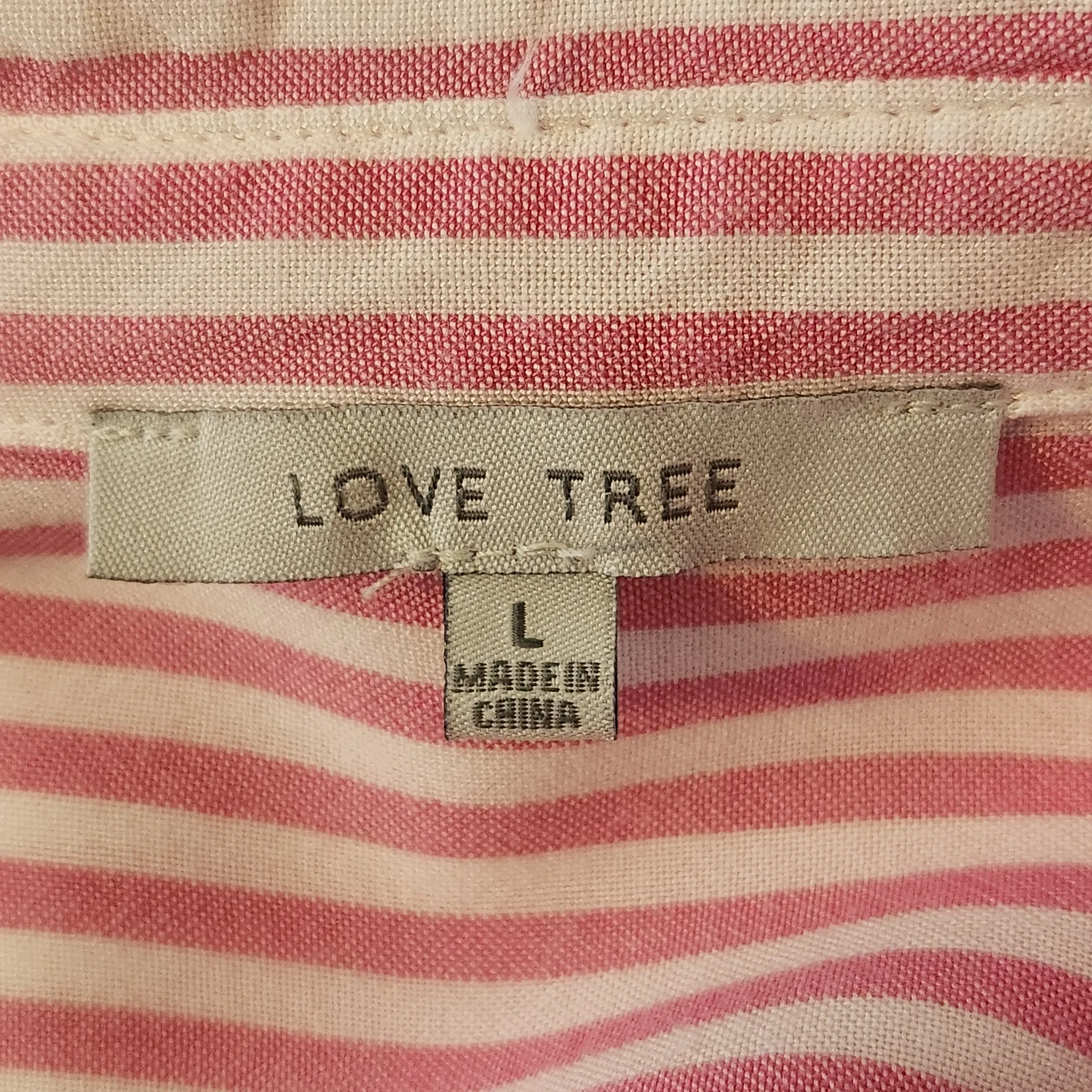 Love Tree Pink and White Striped Button-Down Shirt Size Large - Image 7