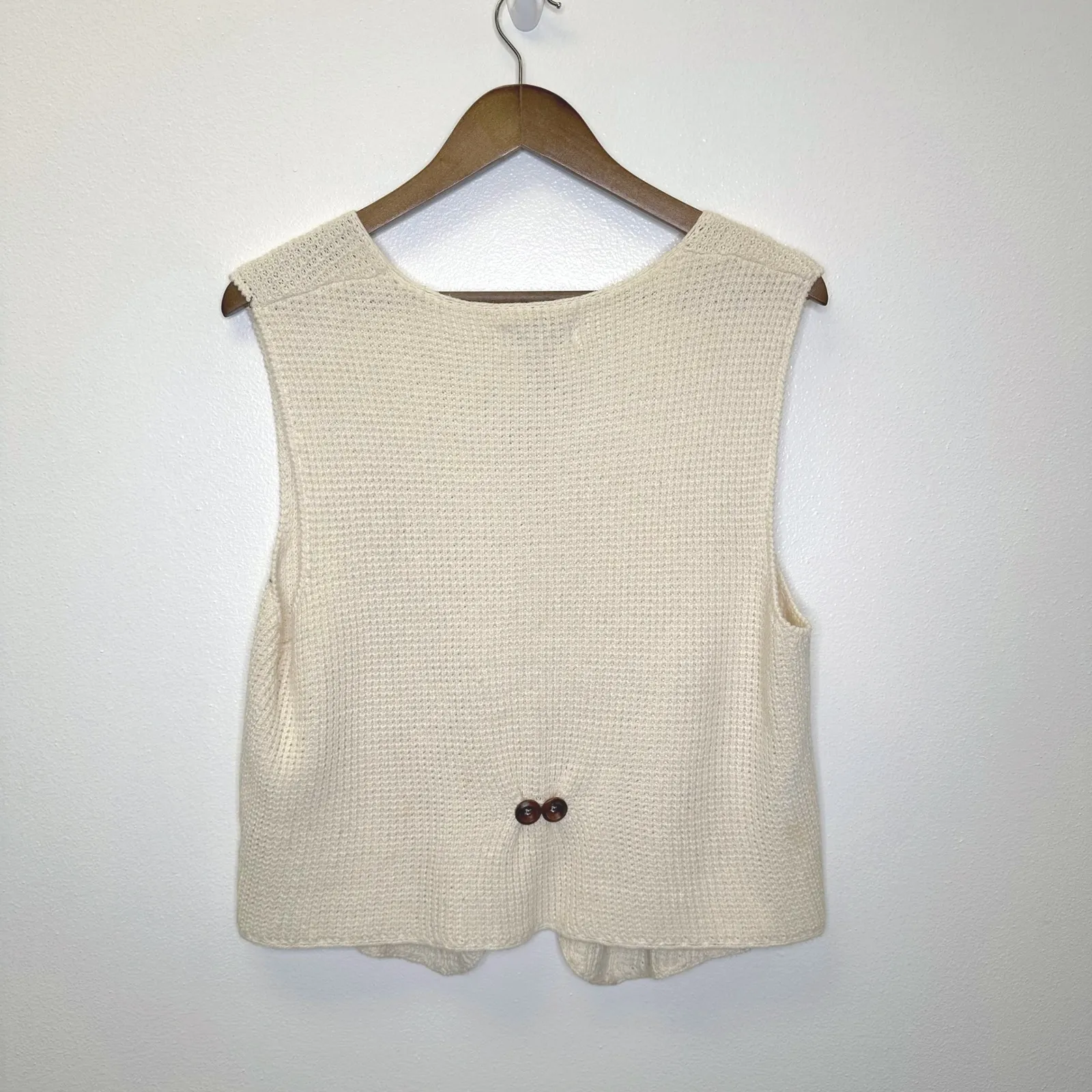 Vintage Cabin Creek Knit V-Neck Button Sweater Vest Ivory Size‎ L - Image 5