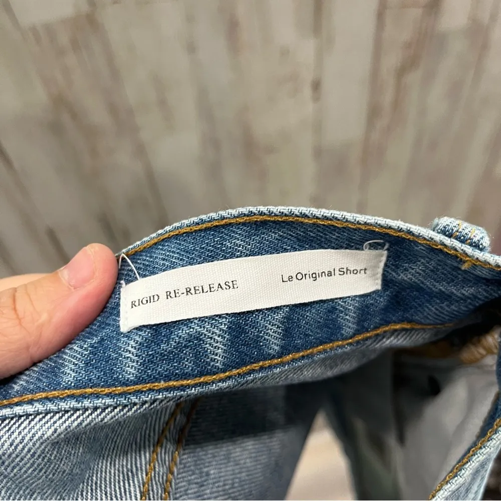 Frame Denim Le Original Short Rigid Re-Release Distressed Button Fly Size 25 - Image 5