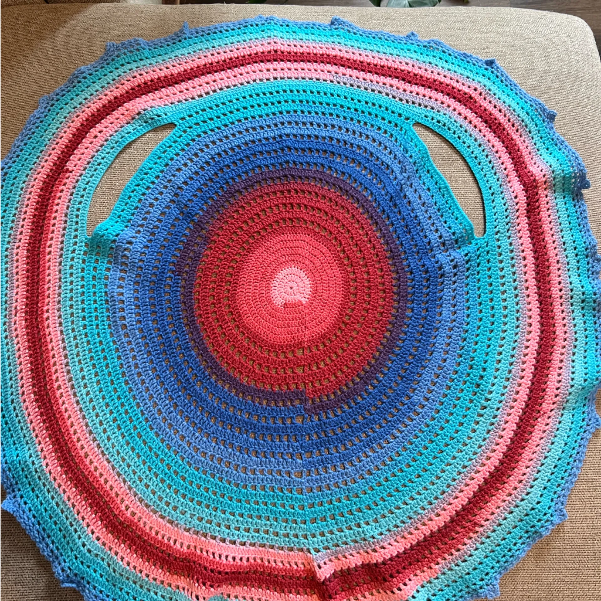 Handmade Crochet Sweater Blue Size M - Image 3