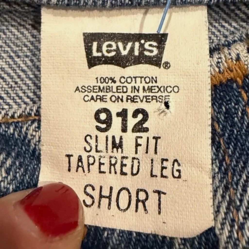 Vtg Levis 912 Orange Tab Light Wash Denim Jeans Slim Fit Tapered Leg Sz 9 Short - Image 4