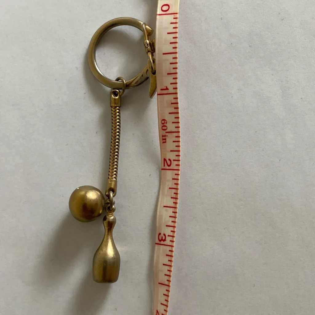 Vintage Gold Tone Bowling Ball & Bowling Pin Collectible Keychain GERMANY 1950’s - Image 6