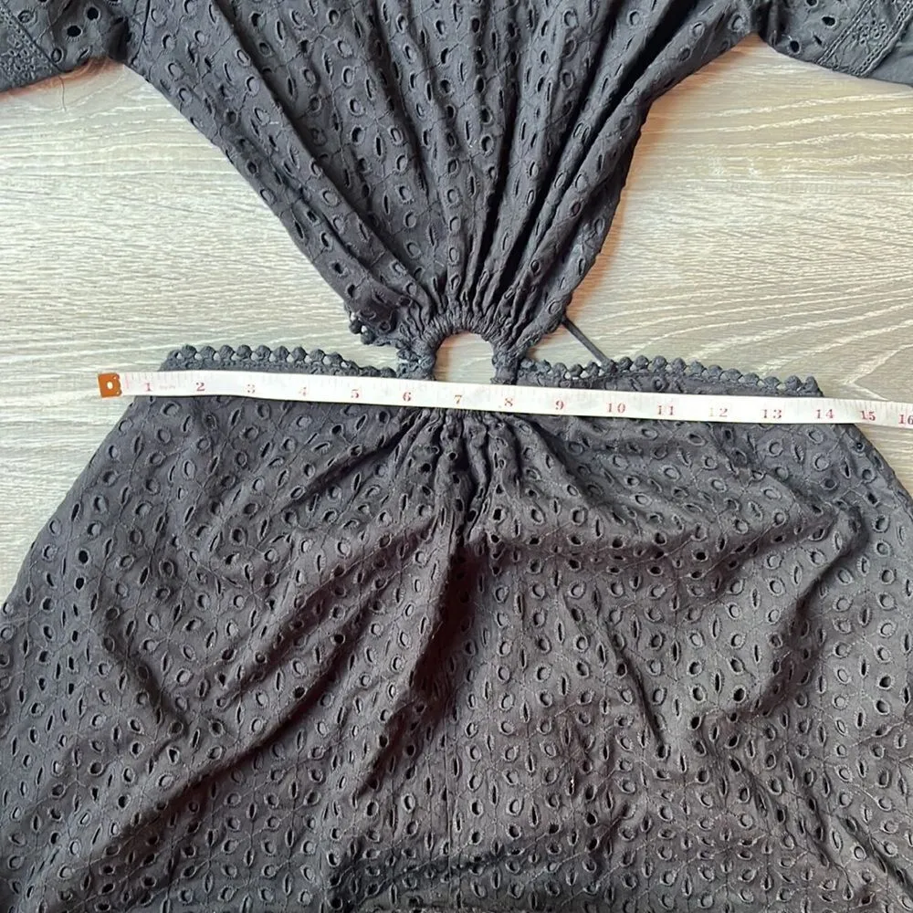 Maia Bergman Women's Crochet Eyelet Open Back Maxi Dress Black - Image 14