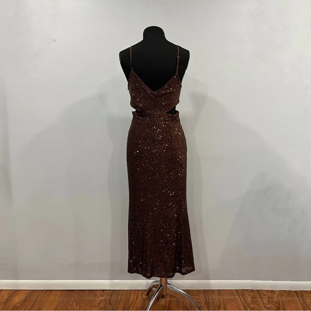 Saylor Harmonie Stretch Sequin Dress in Brown Medium M - Image 4