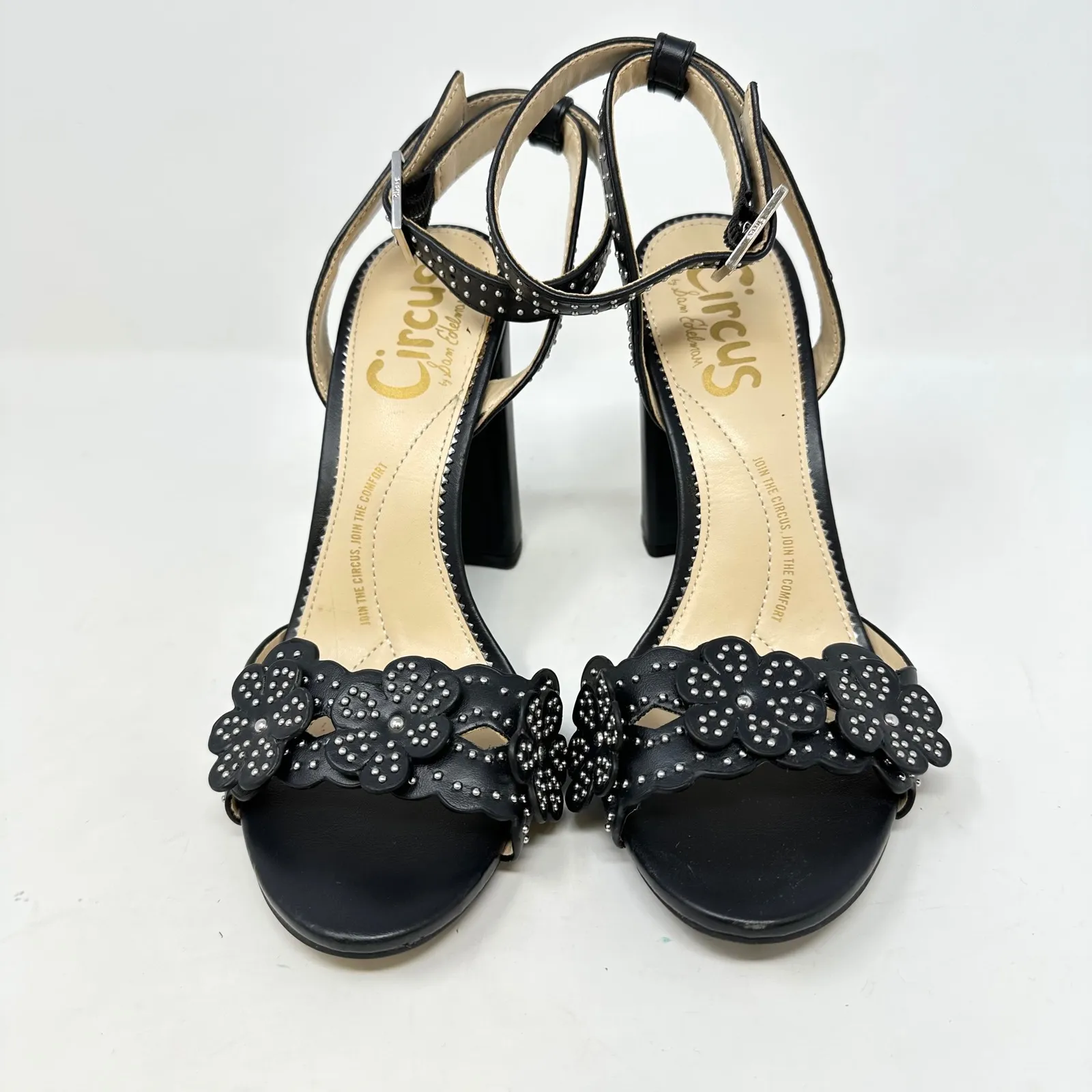 Circus by Sam Edelman Merle Studded Floral Leather Sandals Black Size 6 - Image 2
