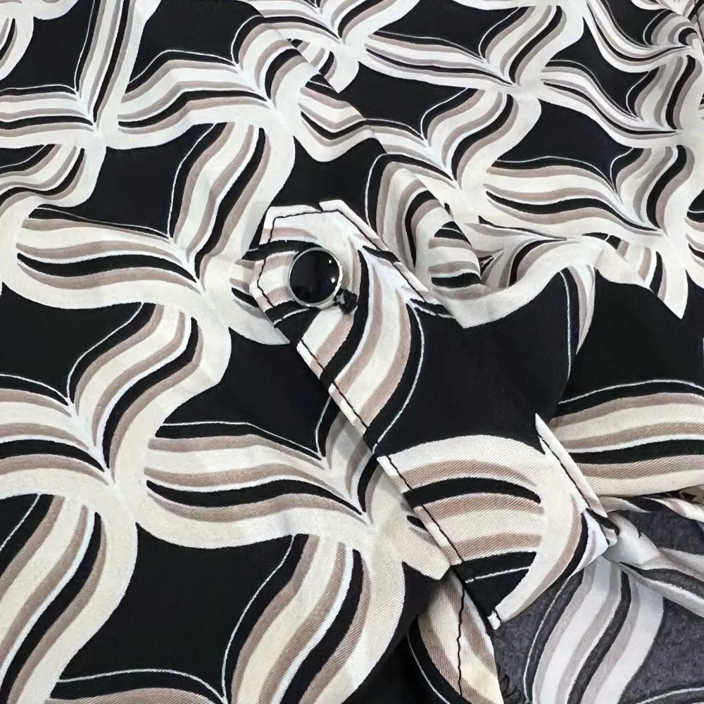 Adrienne Vittadini black mocha black and tan print blouse top size XL NWT - Image 5