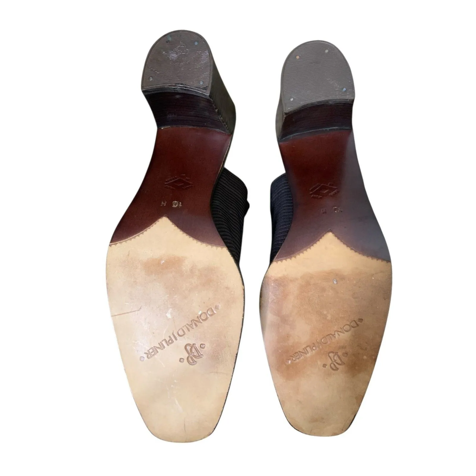 Vintage Donald Pliner Sz 10 Brown Knit Canvas Square Toe Slip On Mule Heel - Image 7