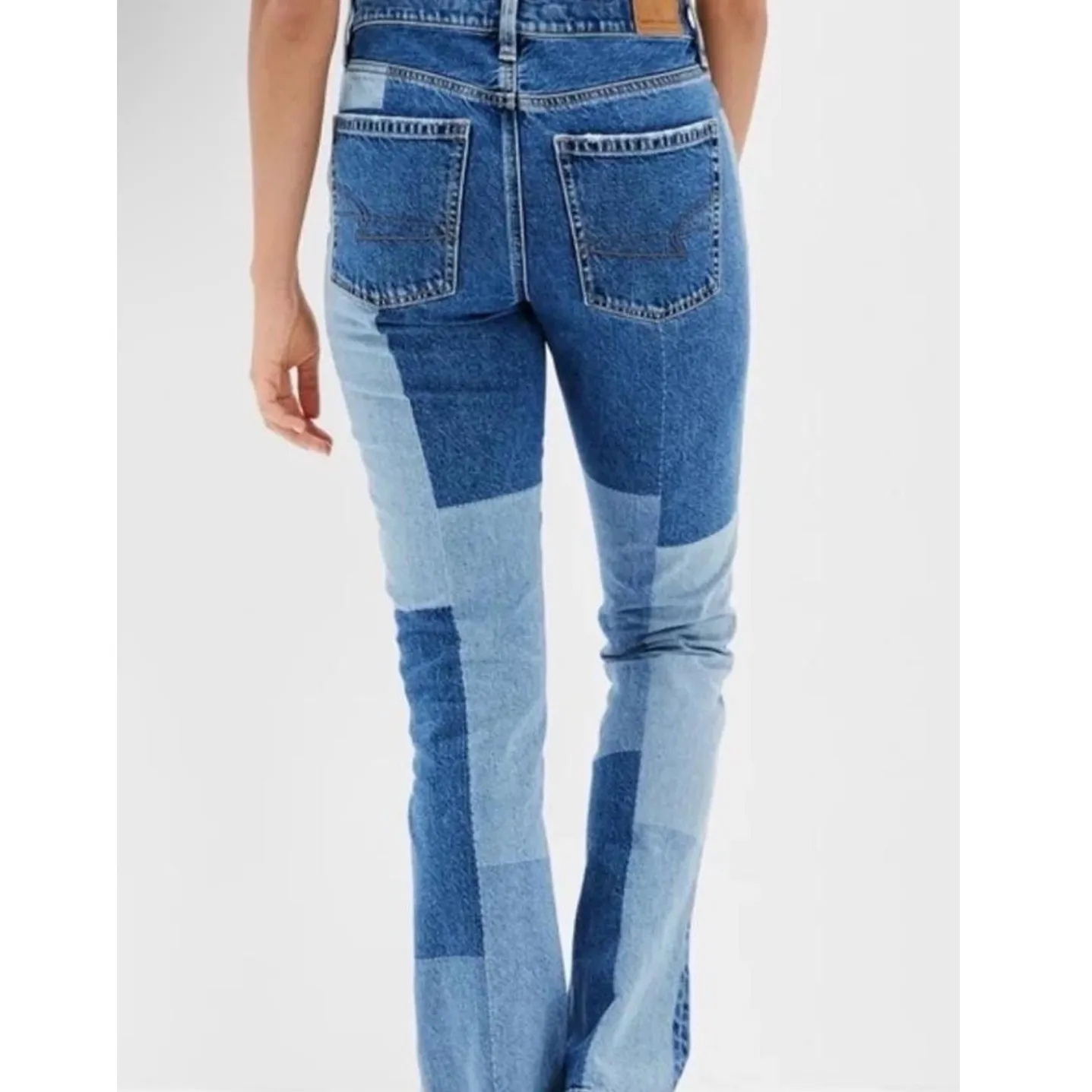 American Eagle Outfitters Womens Patchwork Bootcut Jeans Medium Wash Size 8 - Image 2