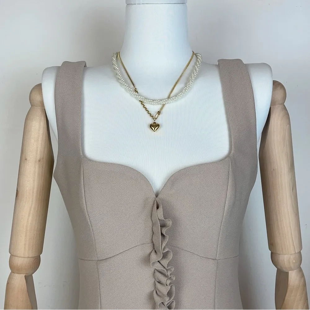 Elliatt Gazette Sweetheart Neckline Mini Dress Mocha Nude Size Small NWT - Image 3