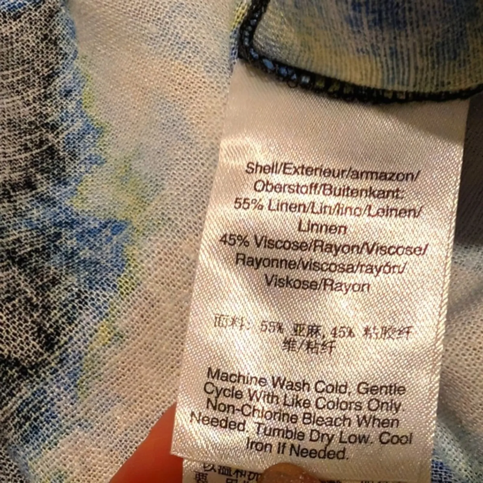 🆕 DKNY Linen Pants Plus 1X Blue Black Print Cropped Wide Leg Pants NEW NWT - Image 3