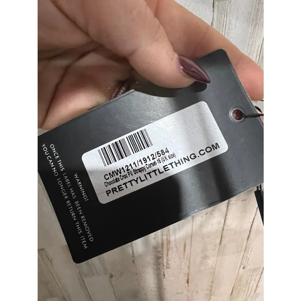 NWT PrettyLittleThing Women's Brown Strappy Corset Blouse Size 12‎ Party - Image 5