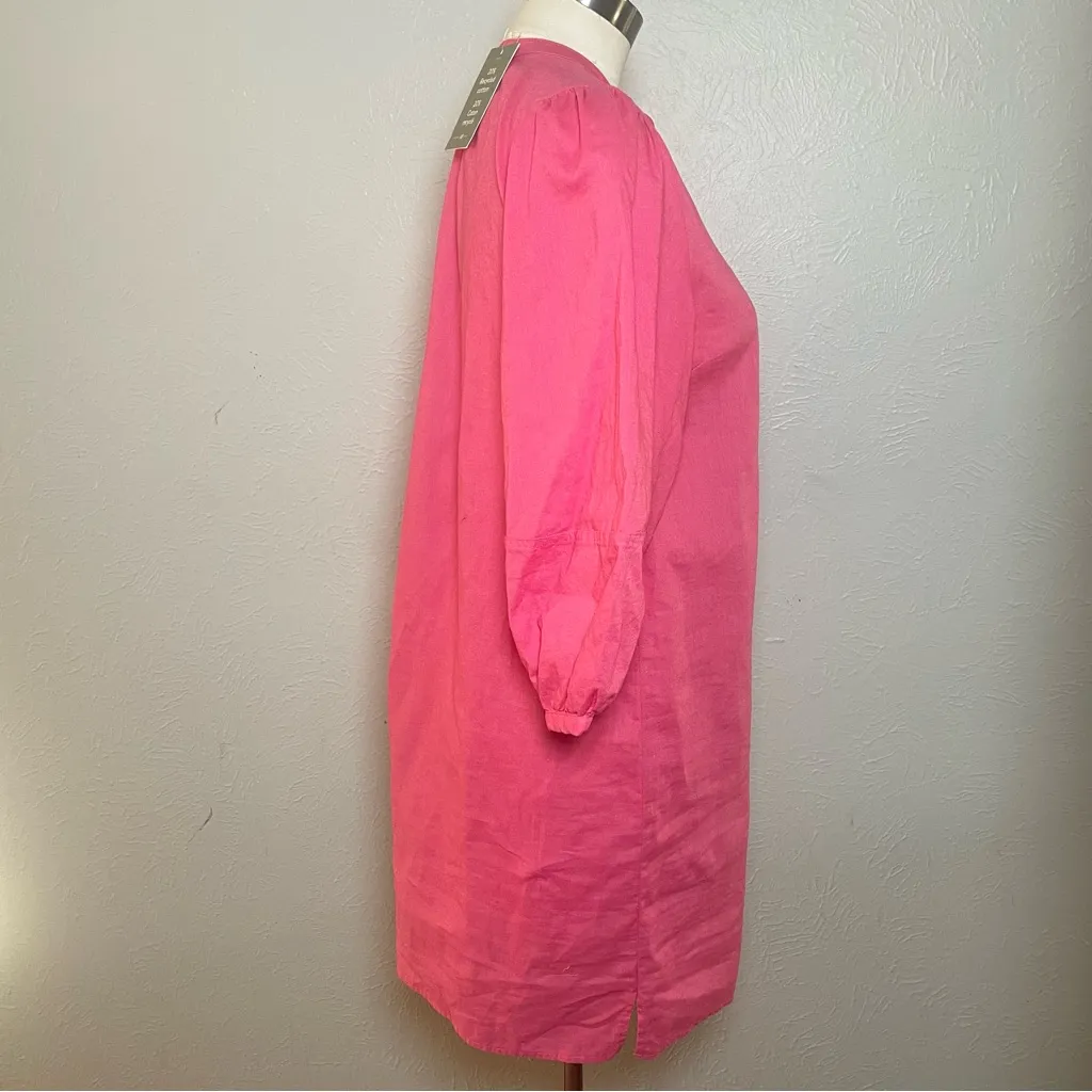 NWT‎ H&M Linen Blend Puff Sleeve Dress | Conscious Choice | Pink | XS - Image 5