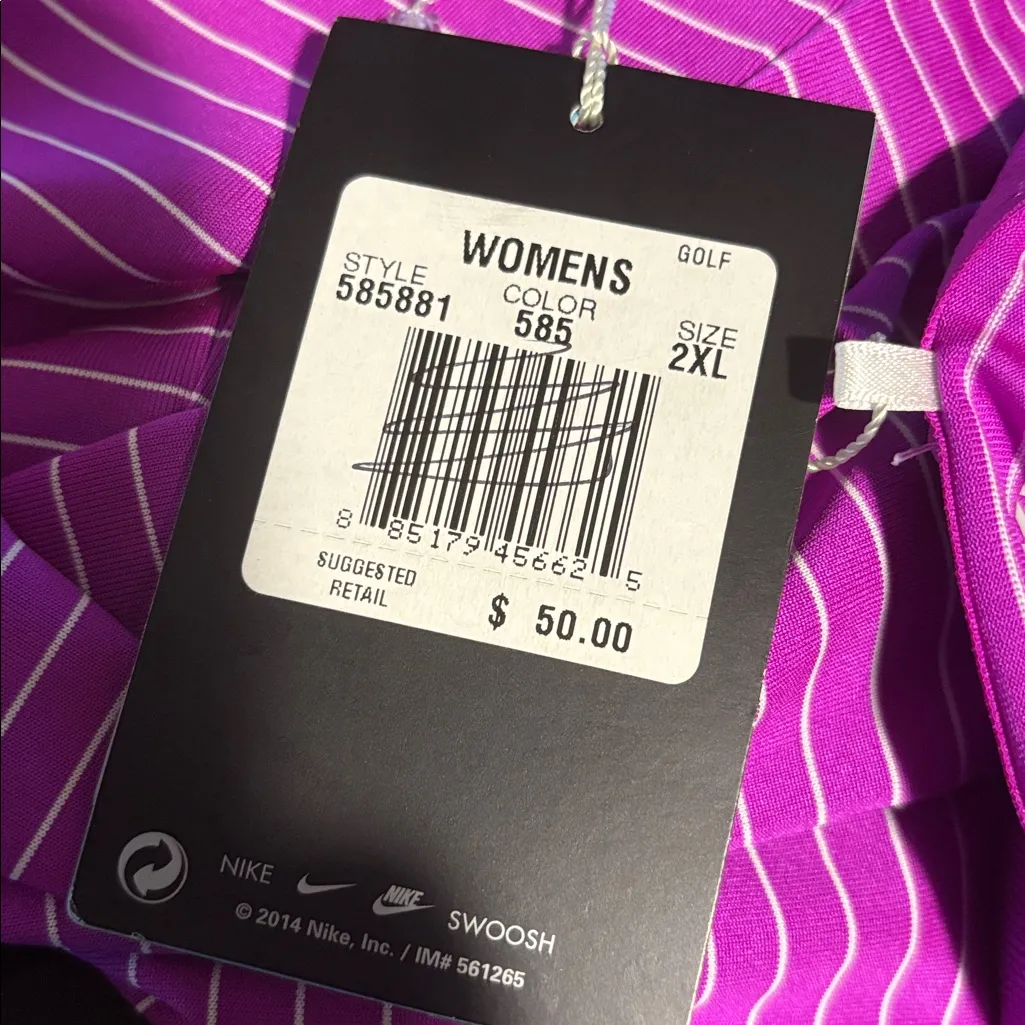 Nike Purple Striped Golf Tour Performance Dri Fit Sleeveless Polo 2XL Athletic - Image 5
