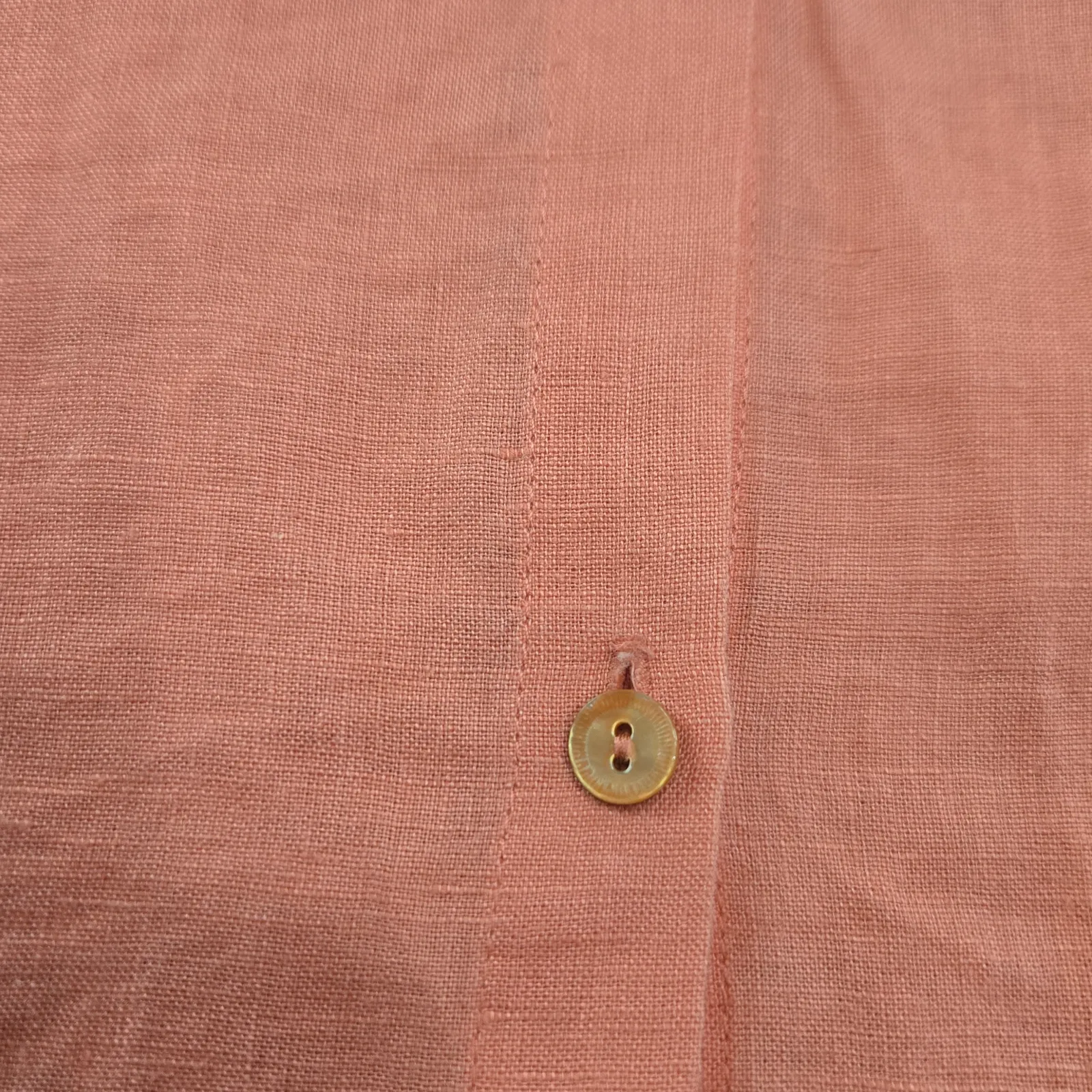 Eileen Fisher Coral Irish Linen Button Front Oversized Tunic Blouse Size Medium - Image 6