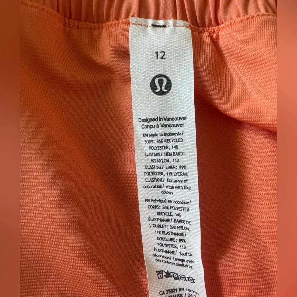 NWT Lululemon Hotty Hot Running Shorts Low Rise 2.5” Lined Coral Kiss Size 12 - Image 6