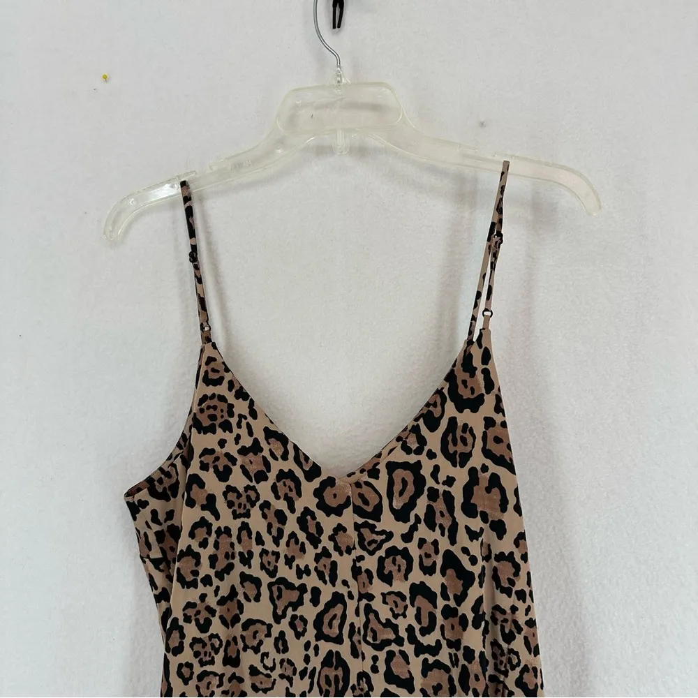 NWT Lucy Swhims The Drop Cheetah Print Slip Dress Pajama Shirt Button Up Medium Brown - Image 16