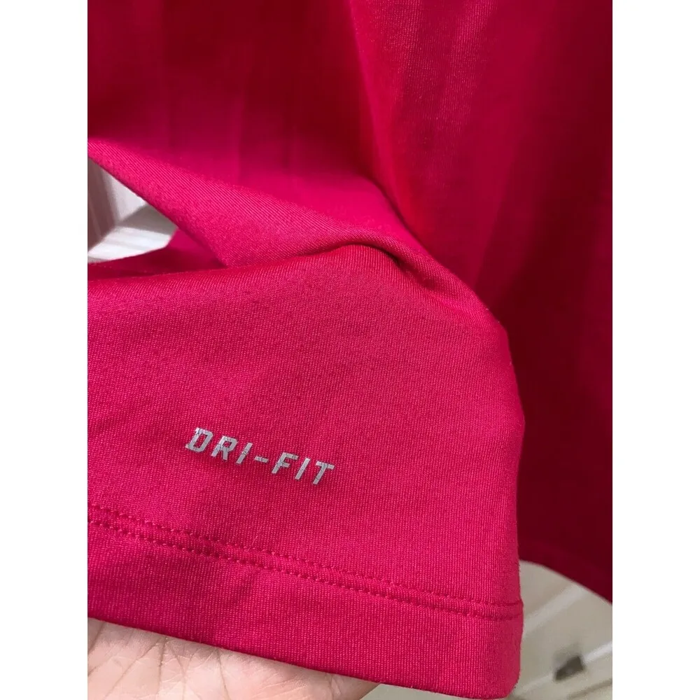 NIKE DRI-FIT Pink Long Sleeve Turtleneck Shirt Top Sz L Fuchsia Thumb Hole - Image 5