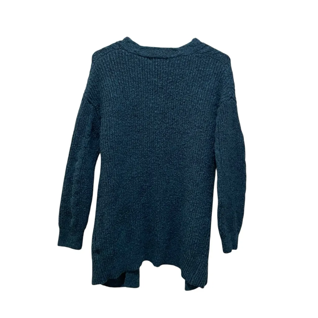 Hooked Up Open Front Cable Knit Cardigan Teal Blue Women’s Size Small - Image 5