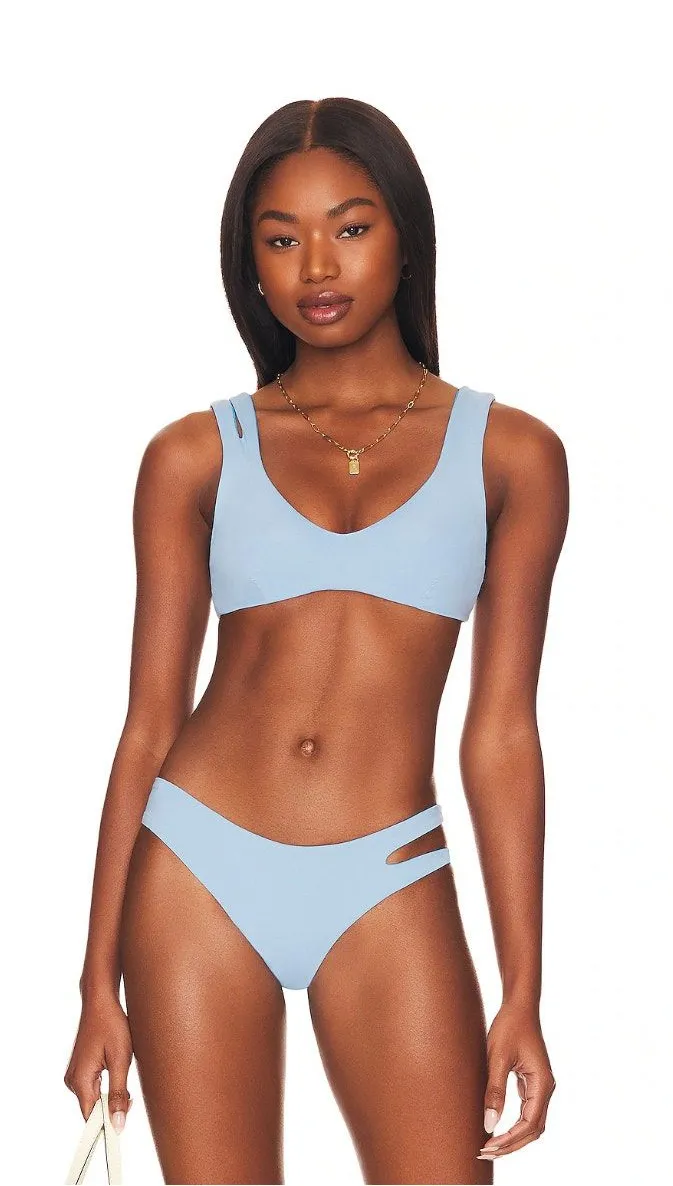 L Space Bikini Top Womens Sz Lge Blue One Wave Reversible Sporty Chic Beach NWT Size L - Image 1