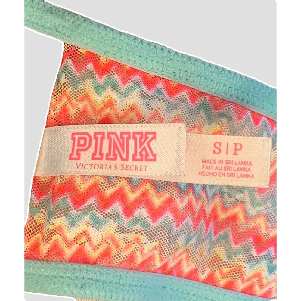 Victoria’s Secret PINK Lace Bandeau Bra Neon Chevron Womens Top Elastic Sz Small - Image 8